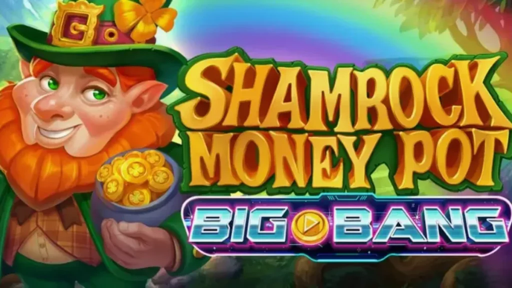 Tampilan visual slot Shamrock Money Pot Big Bang dengan tema keberuntungan Irlandia.