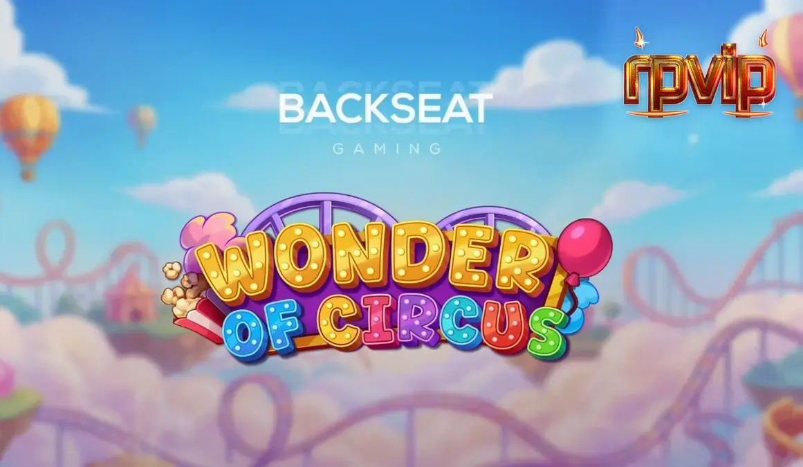 Tampilan layar permainan slot Wonder of Circus dengan simbol neon dan roda keberuntungan