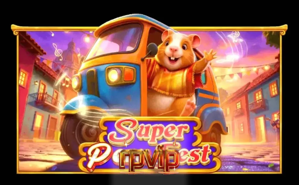 Tampilan visual slot Super Peru Fest dengan tema pesta jalanan yang meriah